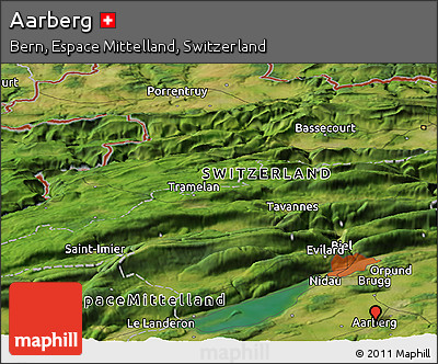 Satellite Panoramic Map of Aarberg