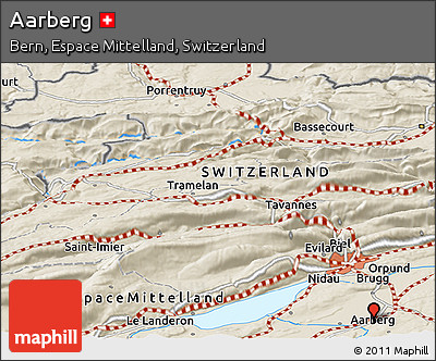Shaded Relief Panoramic Map of Aarberg