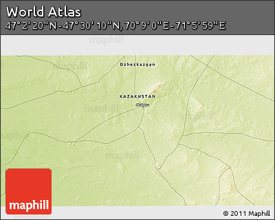 Physical 3D Map of the Area around 47° 16' 15" N, 70° 37' 30" E