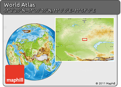 Physical Location Map of the Area around 47° 16' 15" N, 71° 28' 29" E