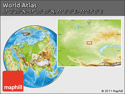 Physical Location Map of the Area around 47° 16' 15" N, 71° 28' 29" E