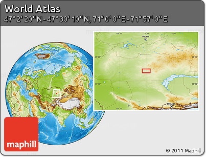 Physical Location Map of the Area around 47° 16' 15" N, 71° 28' 29" E