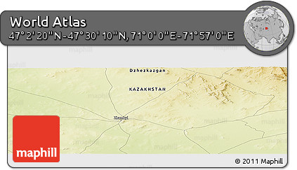Physical Panoramic Map of the Area around 47° 16' 15" N, 71° 28' 29" E