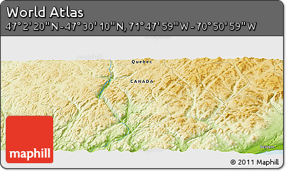 Physical Panoramic Map of the Area around 47° 16' 15" N, 71° 19' 29" W