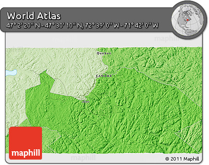 Political 3D Map of the Area around 47° 16' 15" N, 72° 10' 30" W