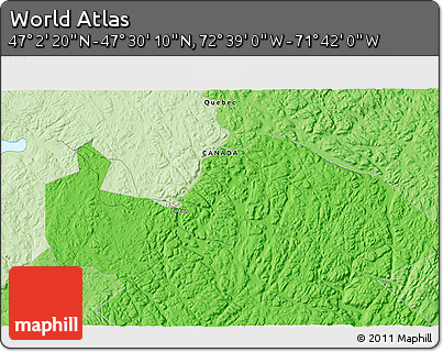 Political 3D Map of the Area around 47° 16' 15" N, 72° 10' 30" W