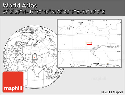 Blank Location Map of the Area around 47° 16' 15" N, 73° 10' 30" E