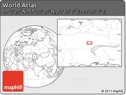 Blank Location Map of the Area around 47° 16' 15" N, 73° 10' 30" E