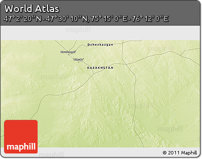 Physical 3D Map of the Area around 47° 16' 15" N, 75° 43' 29" E