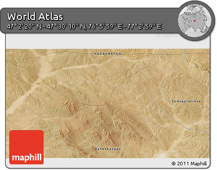 Satellite 3D Map of the Area around 47° 16' 15" N, 76° 34' 29" E