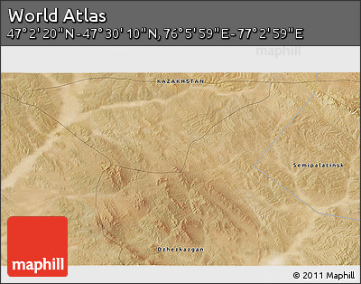 Satellite 3D Map of the Area around 47° 16' 15" N, 76° 34' 29" E