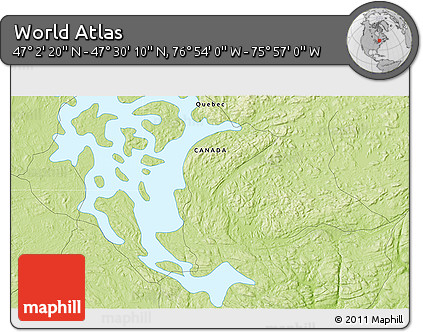 Physical 3D Map of the Area around 47° 16' 15" N, 76° 25' 30" W