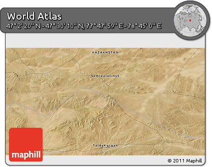 Satellite 3D Map of the Area around 47° 16' 15" N, 78° 16' 30" E