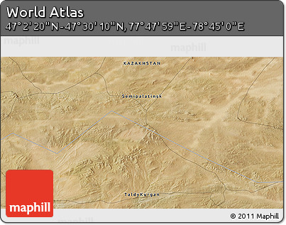 Satellite 3D Map of the Area around 47° 16' 15" N, 78° 16' 30" E