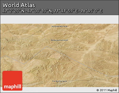 Satellite 3D Map of the Area around 47° 16' 15" N, 78° 16' 30" E