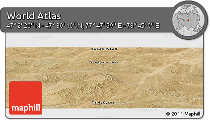 Satellite Panoramic Map of the Area around 47° 16' 15" N, 78° 16' 30" E
