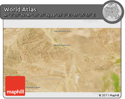Satellite 3D Map of the Area around 47° 16' 15" N, 79° 7' 30" E