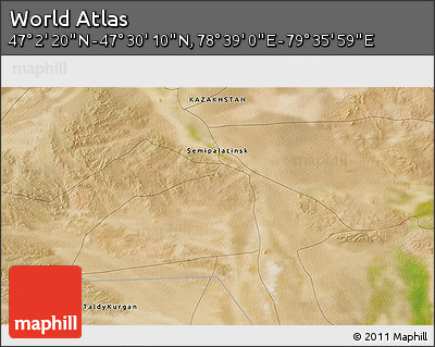Satellite 3D Map of the Area around 47° 16' 15" N, 79° 7' 30" E