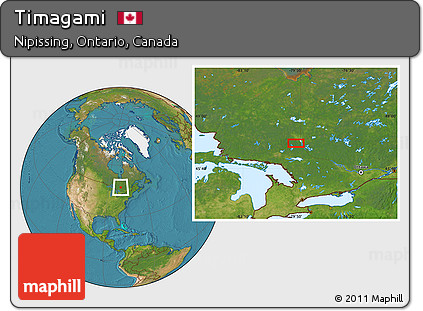 Satellite Location Map of Timagami