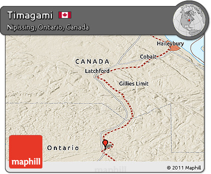 Shaded Relief Panoramic Map of Timagami