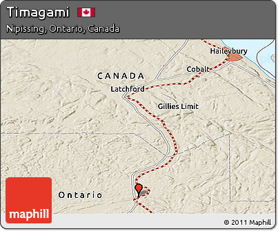Shaded Relief Panoramic Map of Timagami