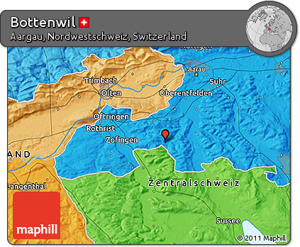 Political 3D Map of Bottenwil