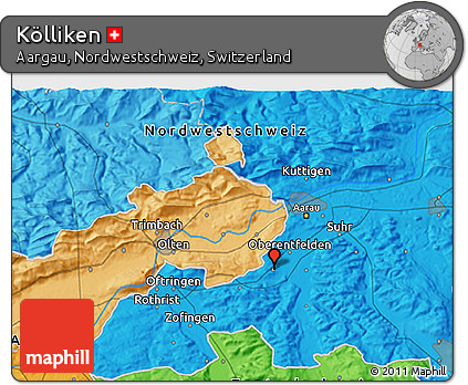 Political 3D Map of Kölliken