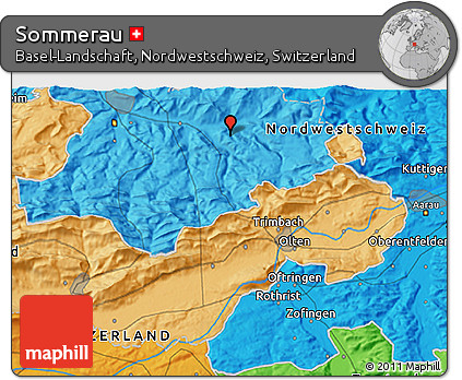 Political 3D Map of Sommerau