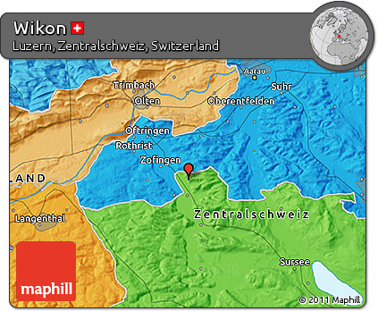 Political 3D Map of Wikon