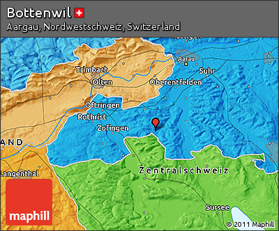 Political 3D Map of Bottenwil