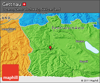 Political 3D Map of Gettnau