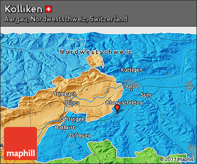 Political 3D Map of Kölliken