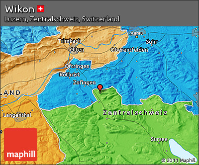 Political 3D Map of Wikon