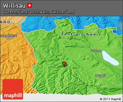 Political 3D Map of Willisau