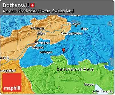 Political 3D Map of Bottenwil