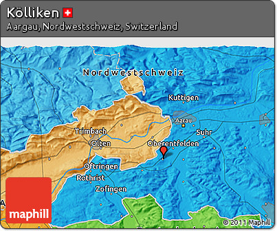 Political 3D Map of Kölliken