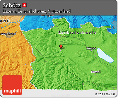 Political 3D Map of Schötz