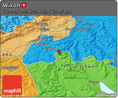 Political 3D Map of Wikon