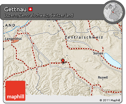 Shaded Relief 3D Map of Gettnau