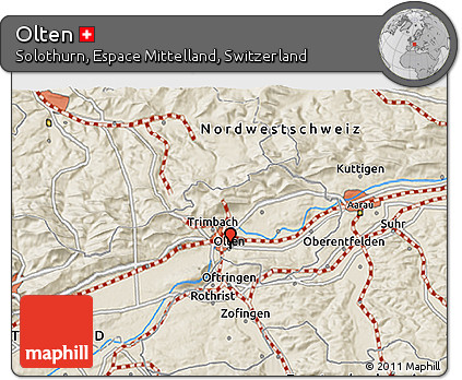 Shaded Relief 3D Map of Olten