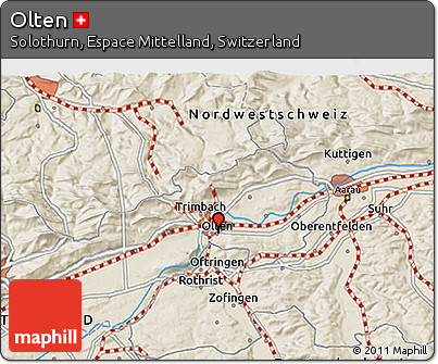 Shaded Relief 3D Map of Olten