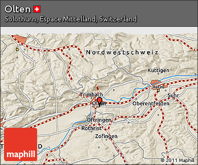 Shaded Relief 3D Map of Olten