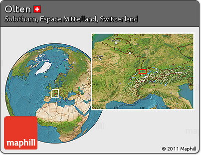 Satellite Location Map of Olten