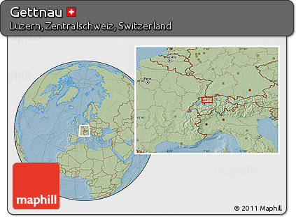 Savanna Style Location Map of Gettnau, hill shading