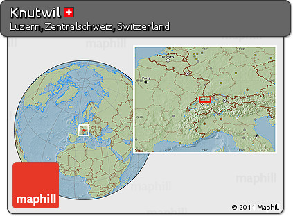 Savanna Style Location Map of Knutwil, hill shading