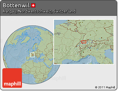 Savanna Style Location Map of Bottenwil, hill shading