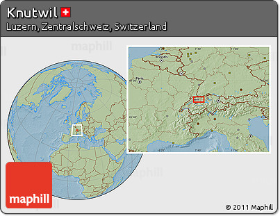 Savanna Style Location Map of Knutwil, hill shading