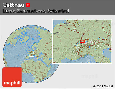 Savanna Style Location Map of Gettnau, hill shading