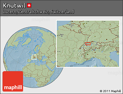 Savanna Style Location Map of Knutwil, hill shading