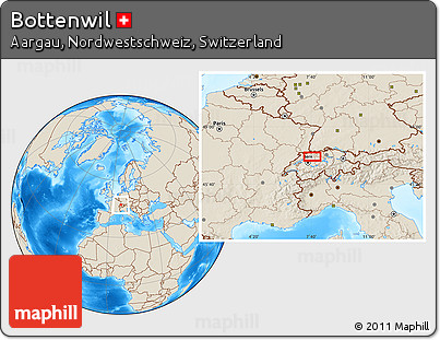 Shaded Relief Location Map of Bottenwil